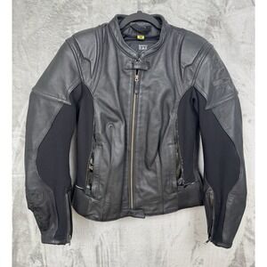 Scorpion Exo Black Leather Armored Riding Jacket Womens Medium Biker Get Stung
